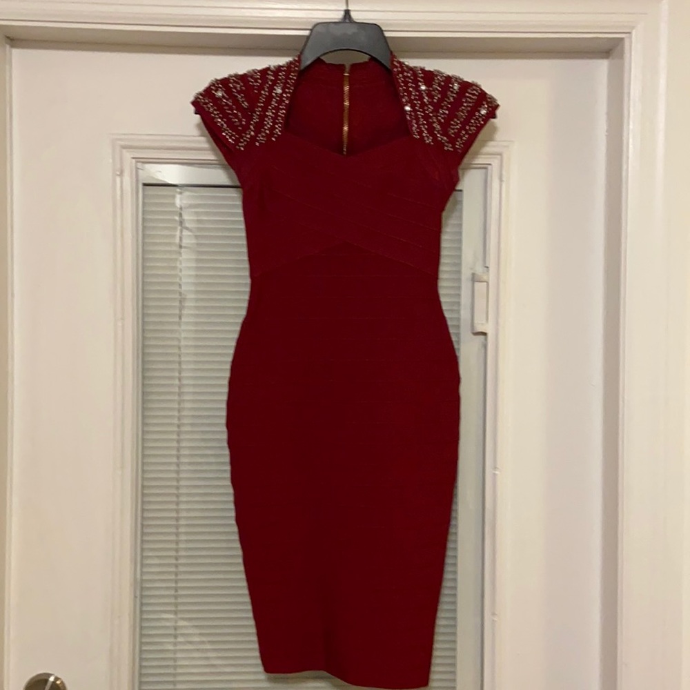 Luxe Embellished Bandage Dress, Size: Small
